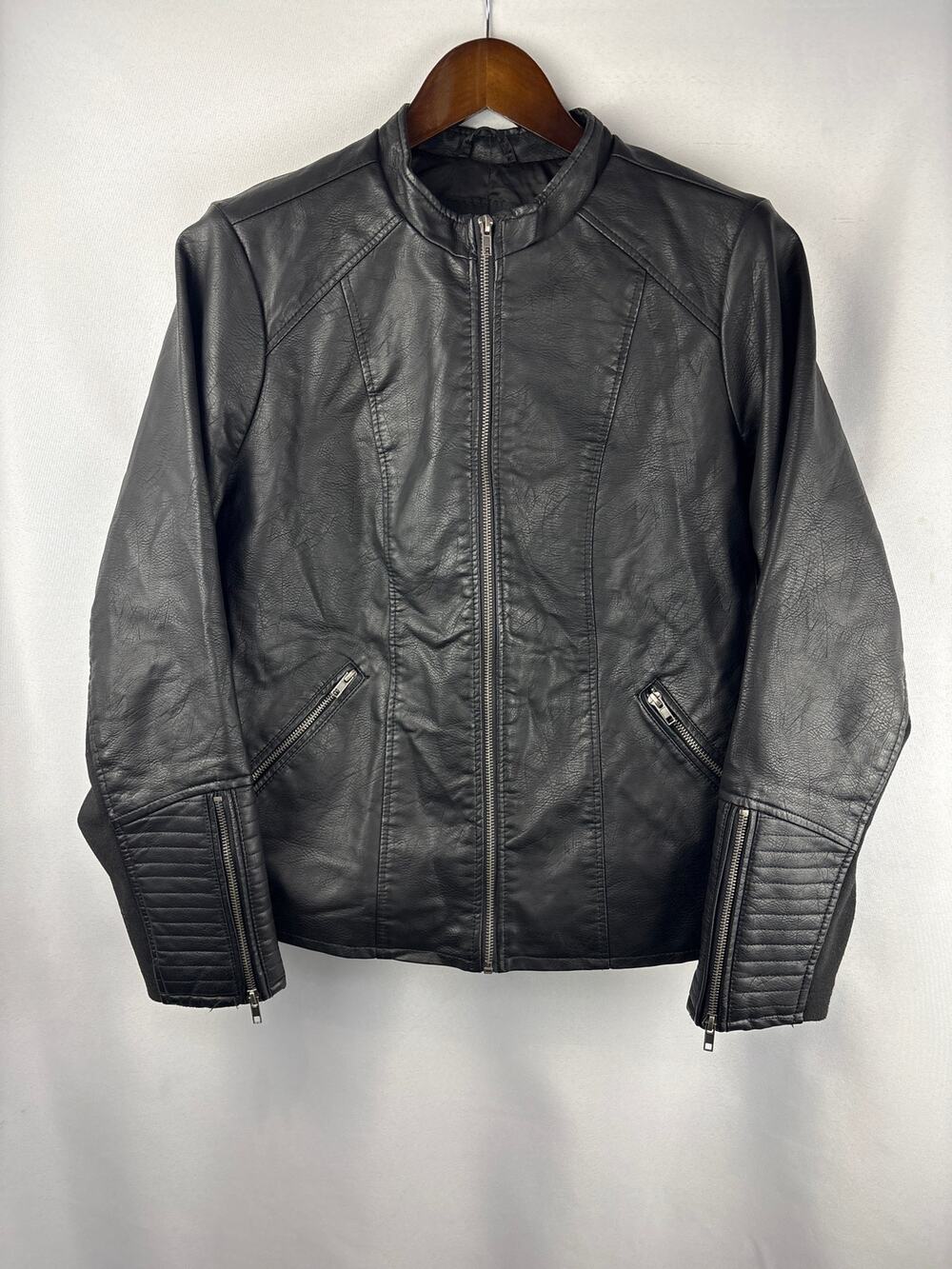 Womenâs Torrid Size 2 Black Faux Leather Motor Jacket